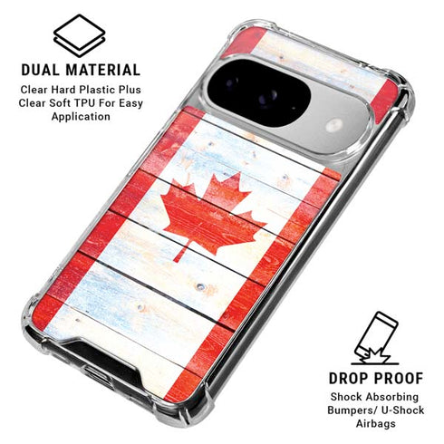Canada Flag Light Wood Google Pixel 10 Clear Case